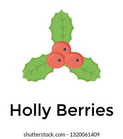 Flat icon design of holly berries 