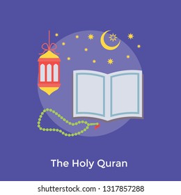 Flat icon design of holy quran 