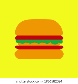 Flat icon design. Illustration of fast food burger