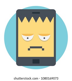
Flat icon design of infected mobile 
