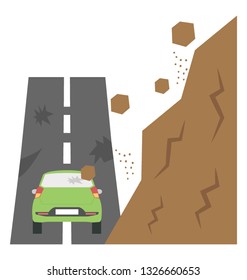 Flat icon design of landsliding 
