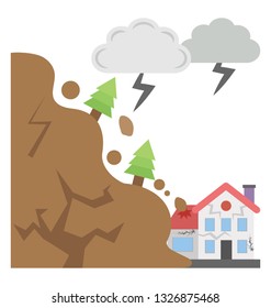 Flat icon design of landsliding 