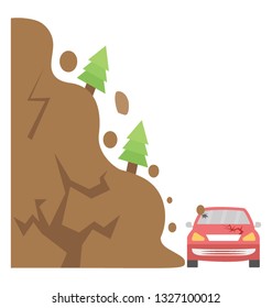 Flat icon design of landsliding 