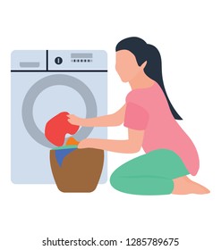 Flat icon design of laundry, washing clothes concept 