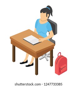 Flat icon design of learning student