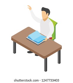 Flat icon design of learning student