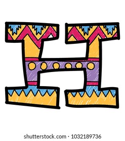 
Flat icon design of Letter H colored design

