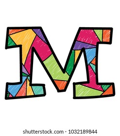 
Flat icon design of Letter M colored design
