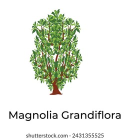 Flat icon design of magnolia grandiflora concept 