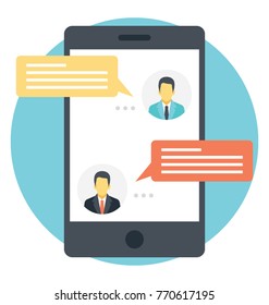 
Flat icon design of mobile with chat window
