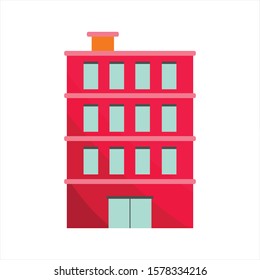 Flat icon design of modern city houses. Old buildings, skyscrapers. colorful cottage building 