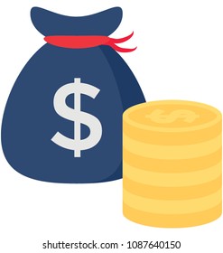 
Flat icon design of a money sack symbolising investment or savings
