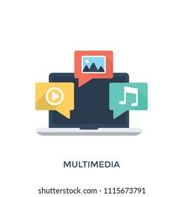 
Flat icon design of multimedia marketing 
