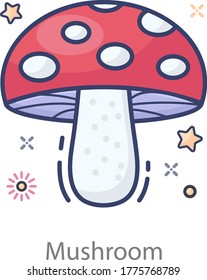 Flat icon design of mushroom, flat vector in editable style 