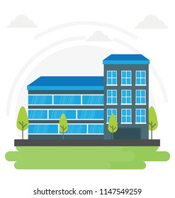 
Flat icon design of a new modern apartment building