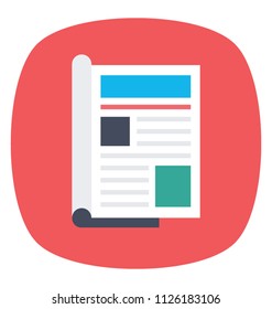 A flat icon design of newspaper