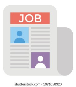 
Flat icon design of newspaper jobs
