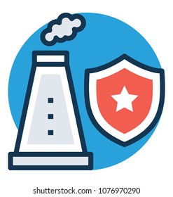 
Flat icon design of a nuclear safety
