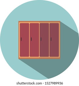 Flat icon design object, cupboard, long shadow, interior, decoration, vector illustration