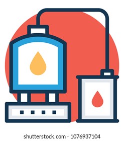 
Flat icon design of an oil refinery unit
