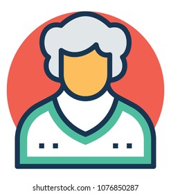 
Flat icon design of old lady avatar

