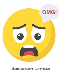 Flat icon design of omg text emoticon 