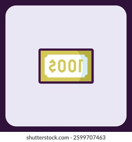 Flat Icon Design: One Hundred Dollar Bill Illustration