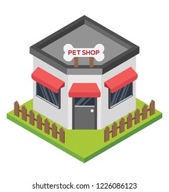 
Flat icon design of pet shop, dog store 
