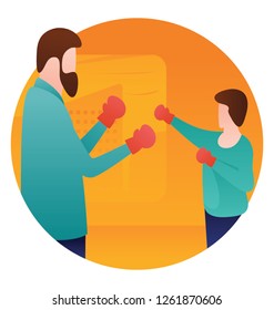 Flat icon design of playing with son