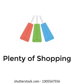 Flat icon design of plenty of shopping 
