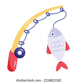 Flat icon design presenting idea of fishing