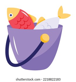 Flat icon design presenting idea of fishing