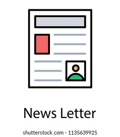 
Flat icon design of a print media newspaper

