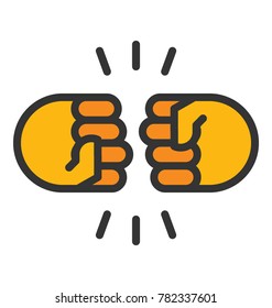 Flat icon design of punches, knockout