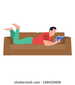 Flat icon design of reading novel