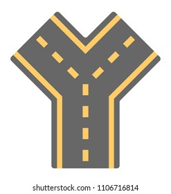 Flat icon design of a road junction