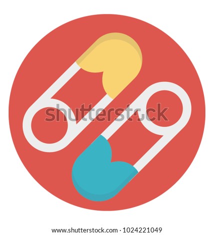 Flat icon design of a safety pin