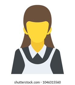 Flat icon design of a schoolgirl