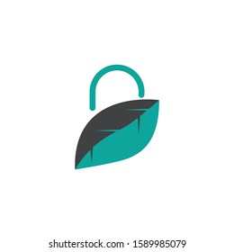 Flat icon design shopping bag with leaf model for online stores
