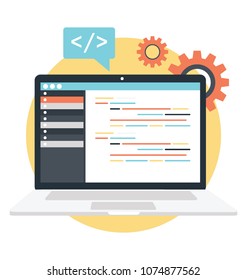 
Flat icon design of site editor, website HTML coding
