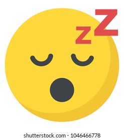 Flat icon design of sleepy smiley