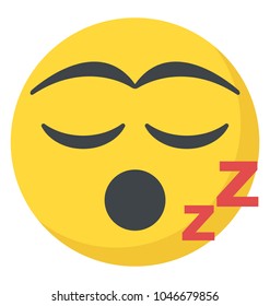 Flat icon design of sleepy smiley