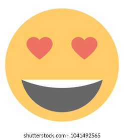 
Flat icon design of a smiley in love concept
