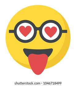 Flat icon design of a smiley in love concept