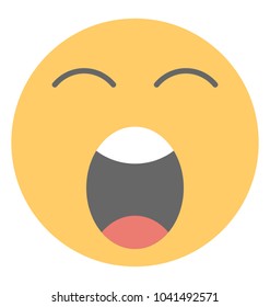 
Flat icon design of a smiley yawning

