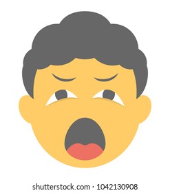 Flat icon design of a smiley yawning