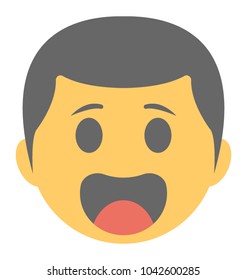 
Flat icon design of a smiley yawning

