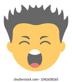 
Flat icon design of a smiley yawning
