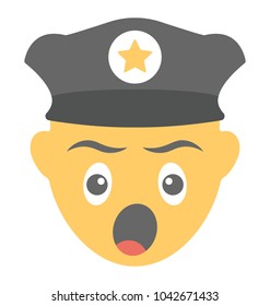 
Flat icon design of a smiley yawning
