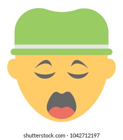 
Flat icon design of a smiley yawning
